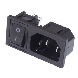 GBC 22.0306.05 - Three-pole IEC C14 ac panel male plug with switch  Adaptors Onetrade